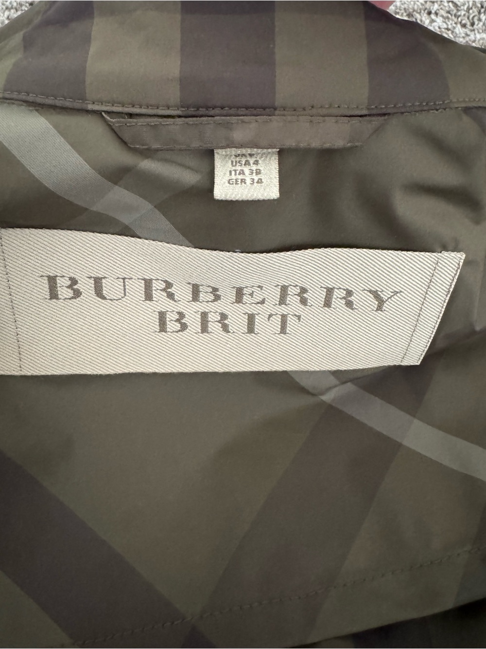 *Mint* Burberry Olive Plaid Print Trench Coat (US Size 4 - Small) - Picture 5 of 5